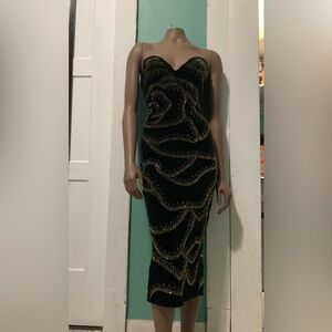 AKIRA Black and Gold Midi Dress